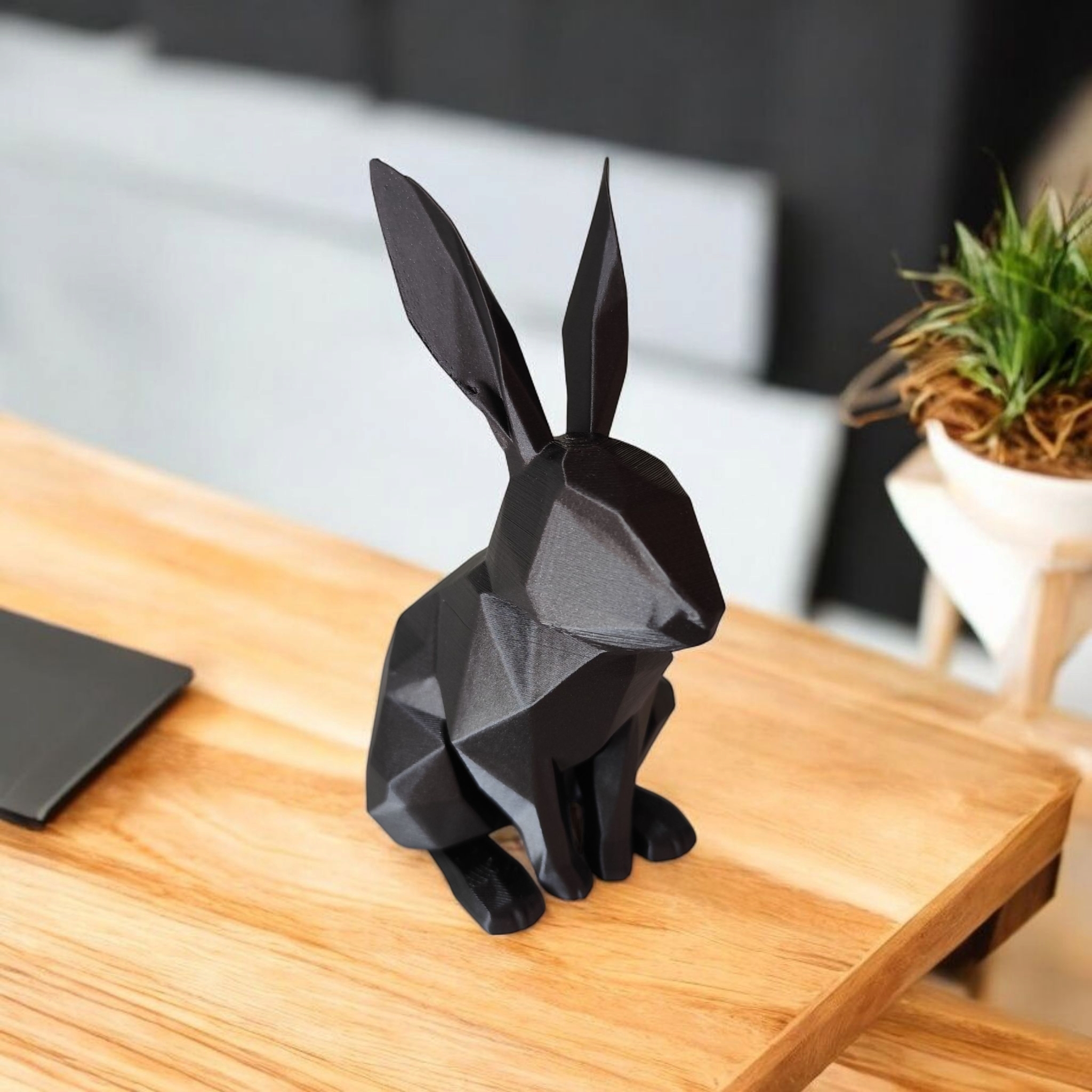 Minimalist Low Poly Rabbit Sculpture - Main View